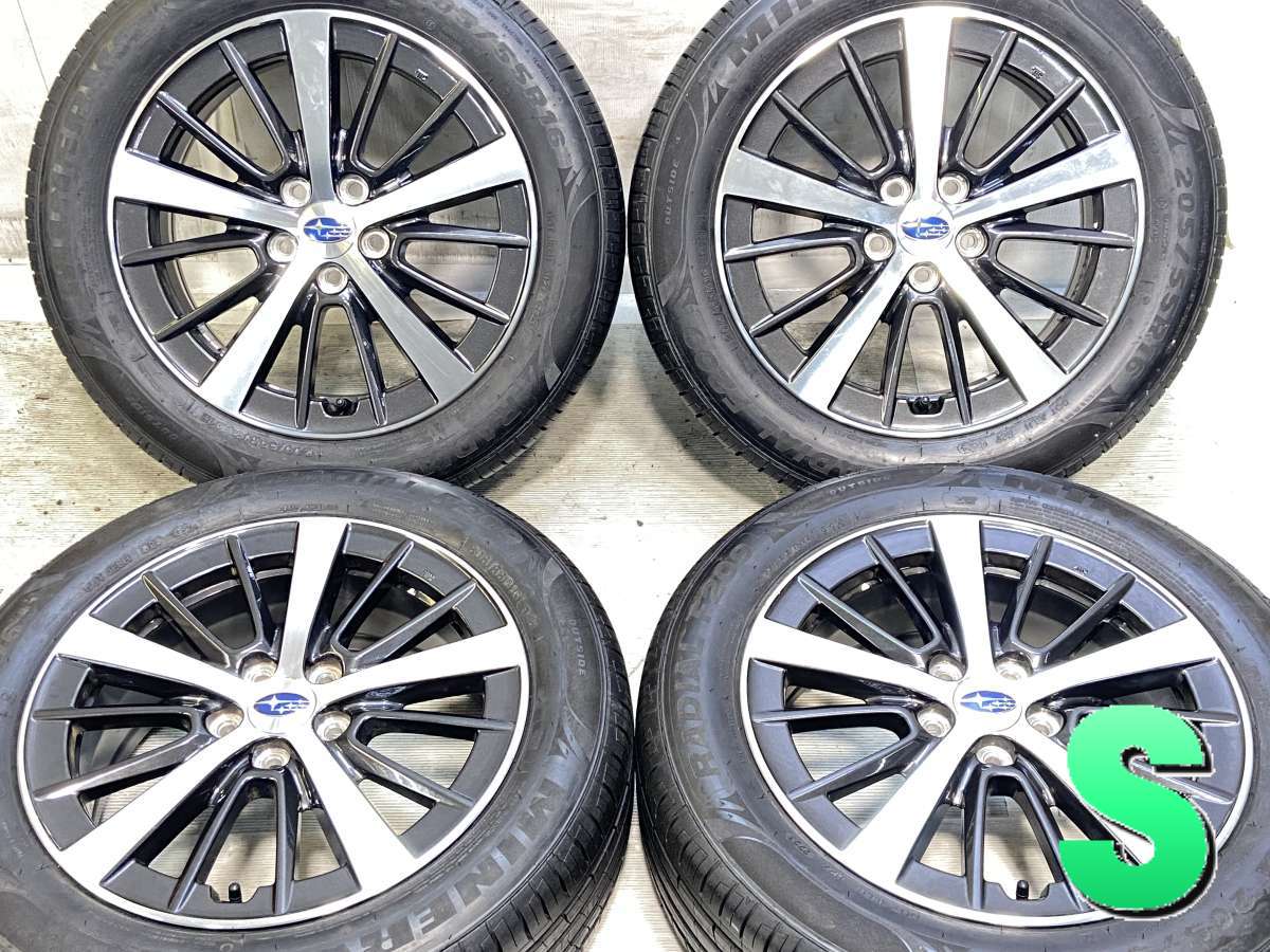 205/55R16 　 ミネルヴァ　ラジアルF209 スバル純正 16x6.5 55 100-5穴 中古タイヤ サマータイヤ ホイールセット 4本セット