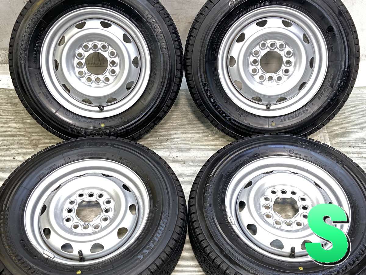 145/80R12 80/78N LT ブリヂストン W300 　 WD 12x4.0 40 100/110/114.3-4穴 中古タイヤ スタッドレスタイヤ ホイールセット 4本セット