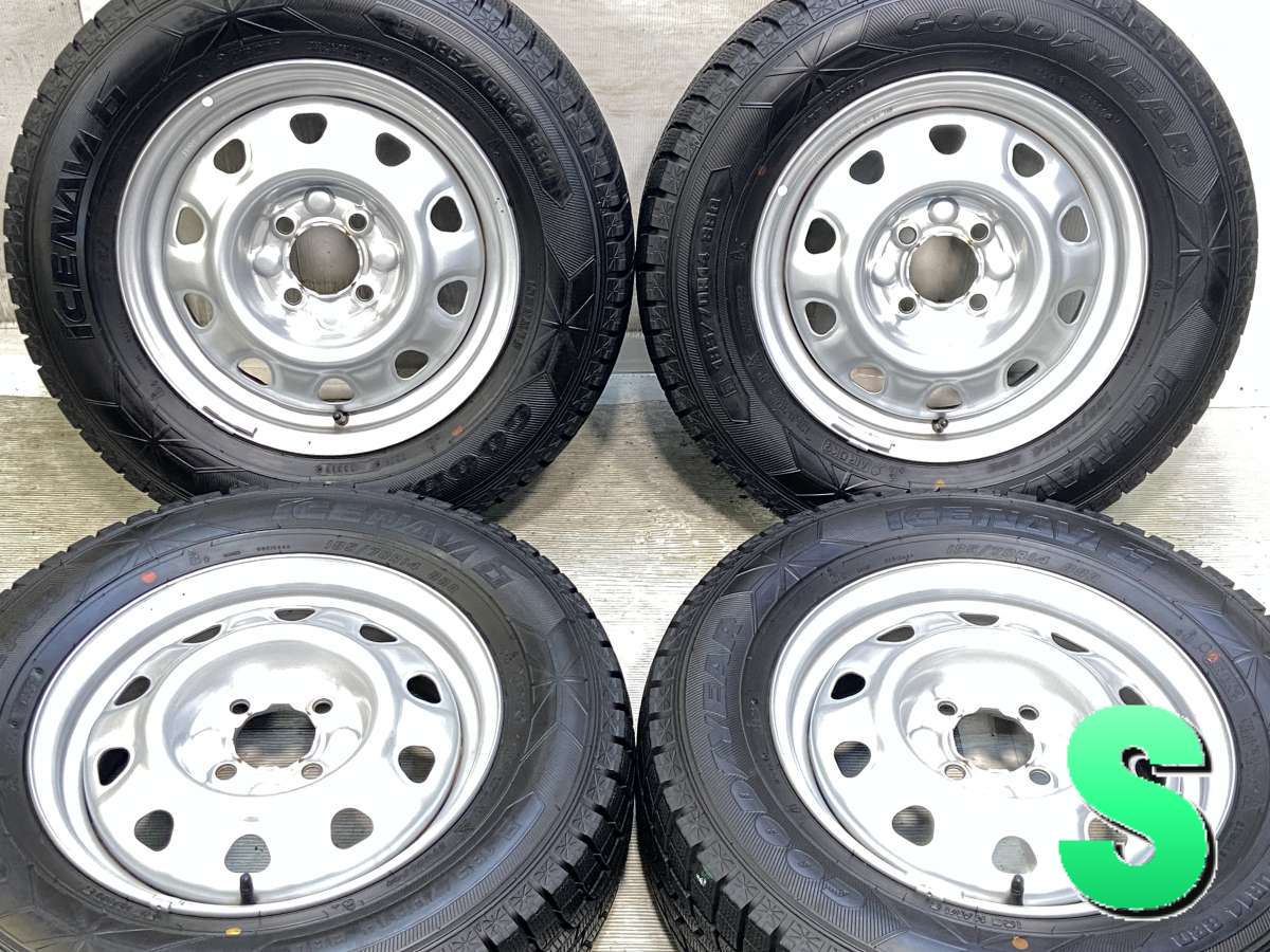 185/70R14 グッドイヤー アイスナビ 6 　 M47A 14x5.0 38.5 100-4穴 中古タイヤ スタッドレスタイヤ ホイールセット 4本セット