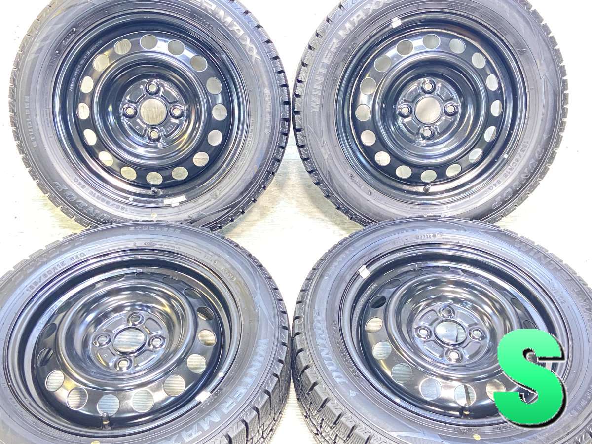 Rakuten - 185/60R15 ダンロップ ウィンターマックス WM02 トヨタ純正 L13 15x5.5 100-4穴 中古タイヤ スタッドレスタイヤ ホイールセット 4本セット
