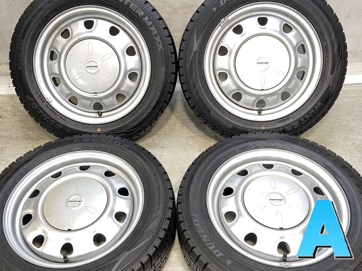 Rakuten - 175/65R15 ダンロップ ウィンターマックス WM02 　 SCHWARZ MV V13 15x5.5 100/114.3-4穴 中古タイヤ スタッドレスタイヤ ホイールセット 4本セット