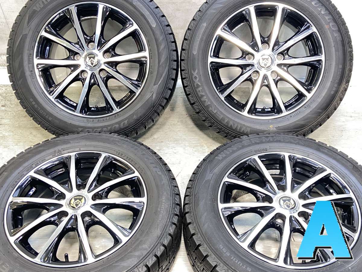195/65R15 ダンロップ ウィンターマックス WM02 WEDS RIZLEY 15x6.0 43 114.3-5穴 中古タイヤ スタッドレスタイヤ ホイールセット 4本セット