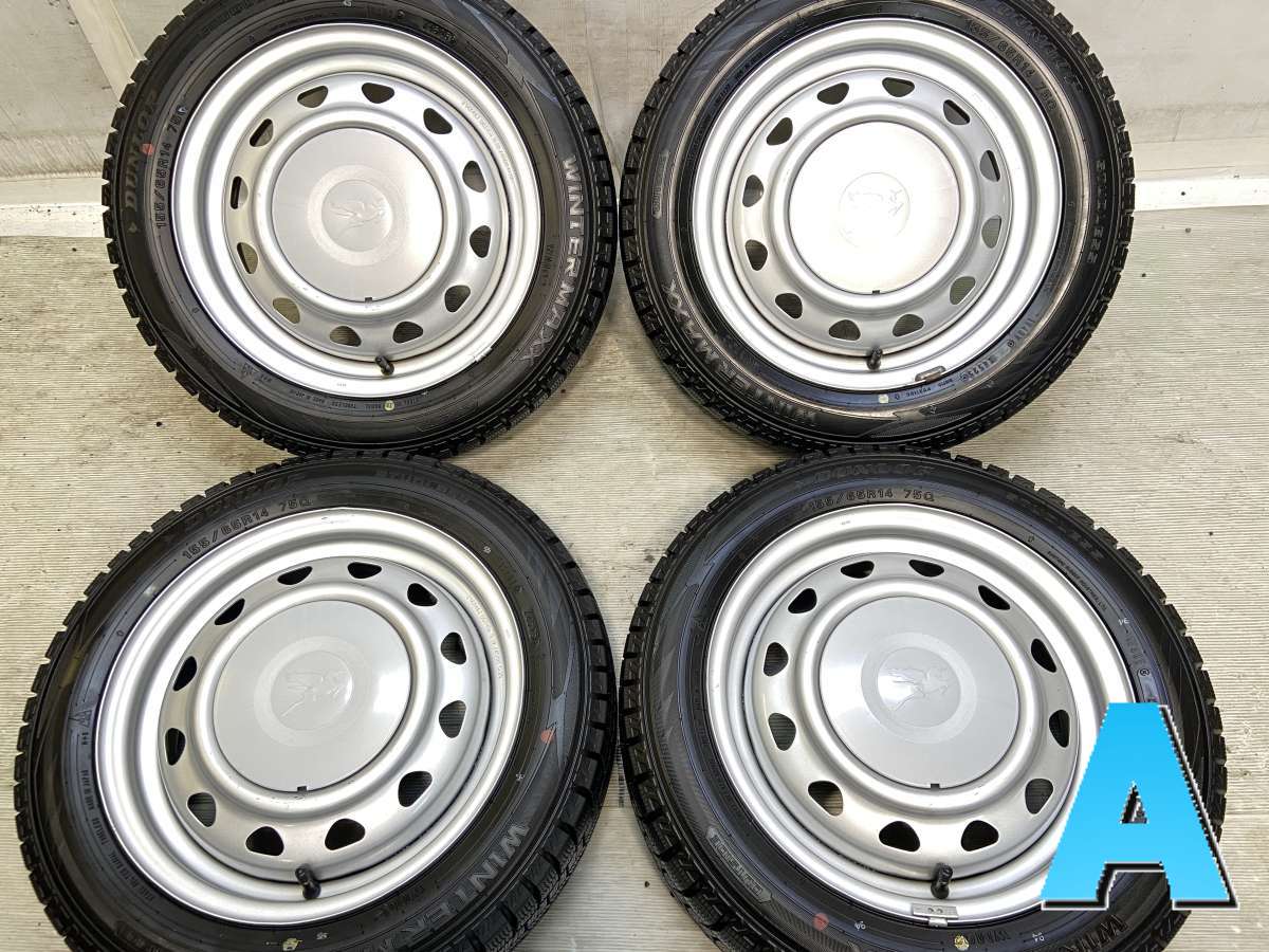 Rakuten - 155/65R14 ダンロップ ウィンターマックス WM02 　 キャロウィン　MN 14x4.5 45 100/114.3-4穴 中古タイヤ スタッドレスタイヤ ホイールセット 4本セット
