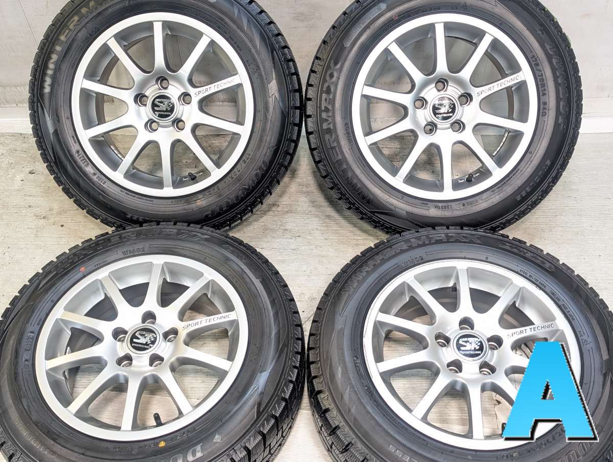 175/70R14 ダンロップ ウィンターマックス WM02 　 SPORTECHINC 14x6.0 38 100-5穴 中古タイヤ スタッドレスタイヤ ホイールセット 4本セット