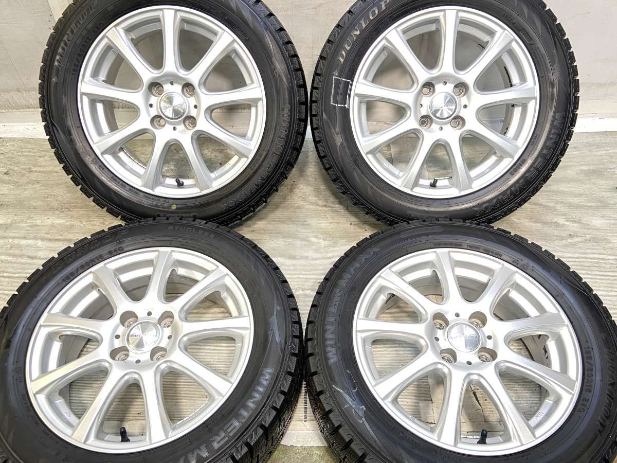 Rakuten - 185/60R15 ダンロップ ウィンターマックス WM02 　 DUFACT 15x5.5 42 100-4穴 中古タイヤ スタッドレスタイヤ ホイールセット 4本セット