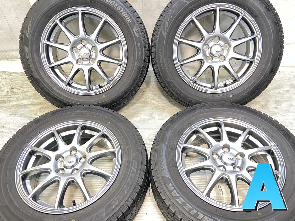 195/65R15 ブリヂストン ブリザック VRX3 　 SPORTS ABELIA 15x6.0 45 100-5穴 中古タイヤ スタッドレスタイヤ ホイールセット 4本セット