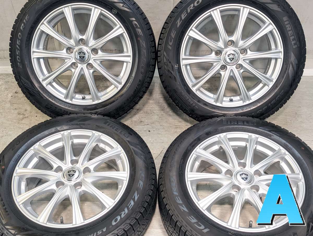 205/60R16 ピレリ アイスゼロアシンメトリコ 　 ESTROSA 16x6.5 38 114.3-5穴 中古タイヤ スタッドレスタイヤ ホイールセット 4本セット
