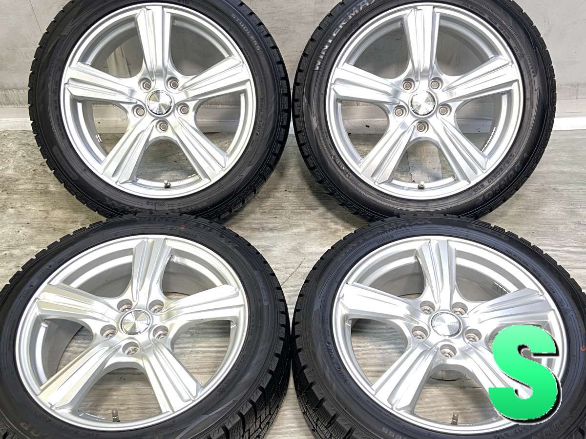 215/50R17 ダンロップ ウィンターマックス WM02 　 VIOLENT 17x7.0 53 114.3-5穴 中古タイヤ スタッドレスタイヤ ホイールセット 4本セット