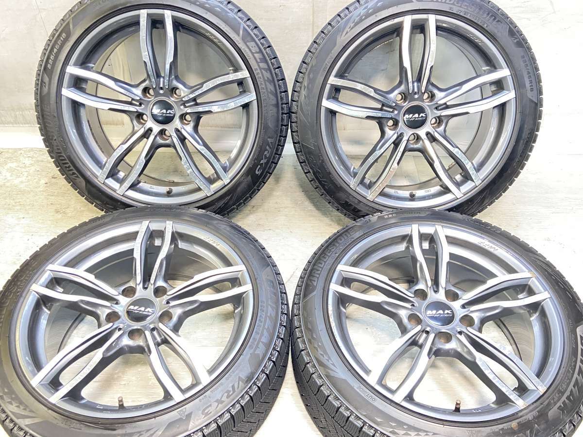 225/45R18 ブリヂストン ブリザック VRX3 　 MAK 18x8.0 34 120-5穴 中古タイヤ スタッドレスタイヤ ホイールセット 4本セット