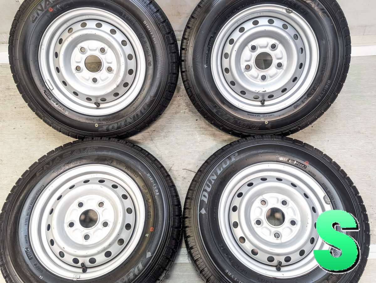 165R13 8PR ダンロップ エナセーブ VAN01 ダイハツ純正 13x5.0 114.3-5穴 中古タイヤ サマータイヤ ホイールセット 4本セット