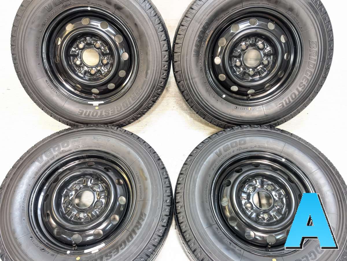 185/80R14 102/100 ブリヂストン V600 マツダ純正 14x5.0 114.3-5穴 中古タイヤ サマータイヤ ホイールセット 4本セット