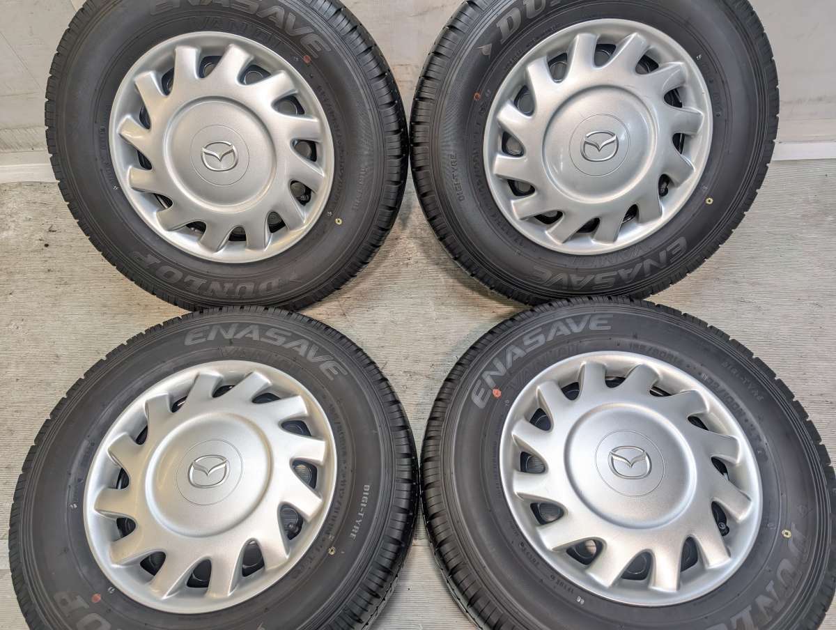 樂天商城 - 185/80R14 102/100 ダンロップ エナセーブ VAN01 マツダ純正 14x5.0 114.3-5穴 中古タイヤ サマータイヤ ホイールセット 4本セット