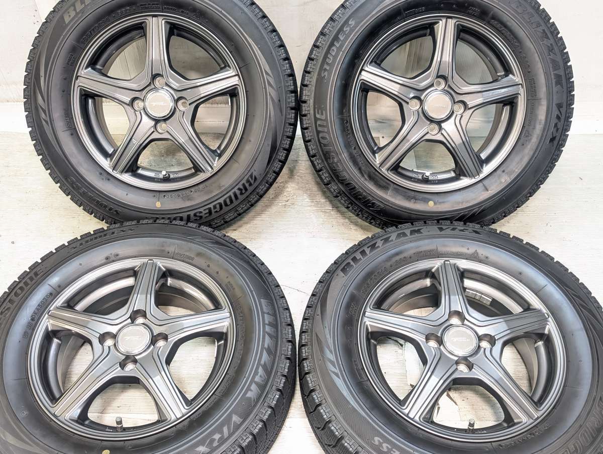185/70R14 ブリヂストン ブリザック VRX 　 TOPRUN 14x5.5 39 100-4穴 中古タイヤ スタッドレスタイヤ ホイールセット 4本セット