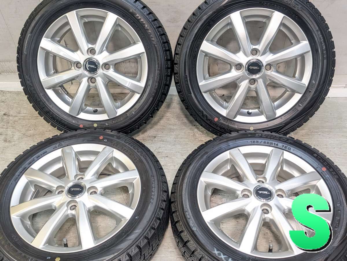 Rakuten - 155/65R14 ダンロップ ウィンターマックス WM02 　 TOPRUN 14x4.5 46 100-4穴 中古タイヤ スタッドレスタイヤ ホイールセット 4本セット