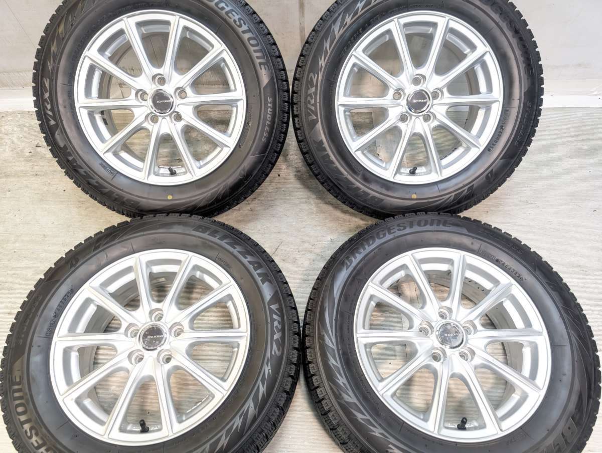 195/65R15 ブリヂストン ブリザック VRX2 　 ECOFORME 15x6.0 43 100-5穴 中古タイヤ スタッドレスタイヤ ホイールセット 4本セット
