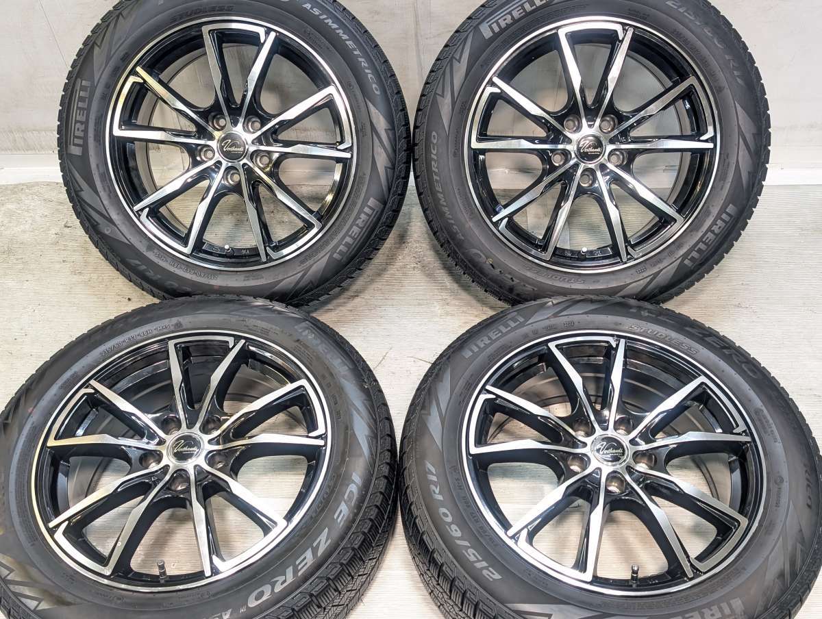 215/60R17 ピレリ アイスゼロアシンメトリコ 　 Verthandi 17x7.0 38 114.3-5穴 中古タイヤ スタッドレスタイヤ ホイールセット 4本セット