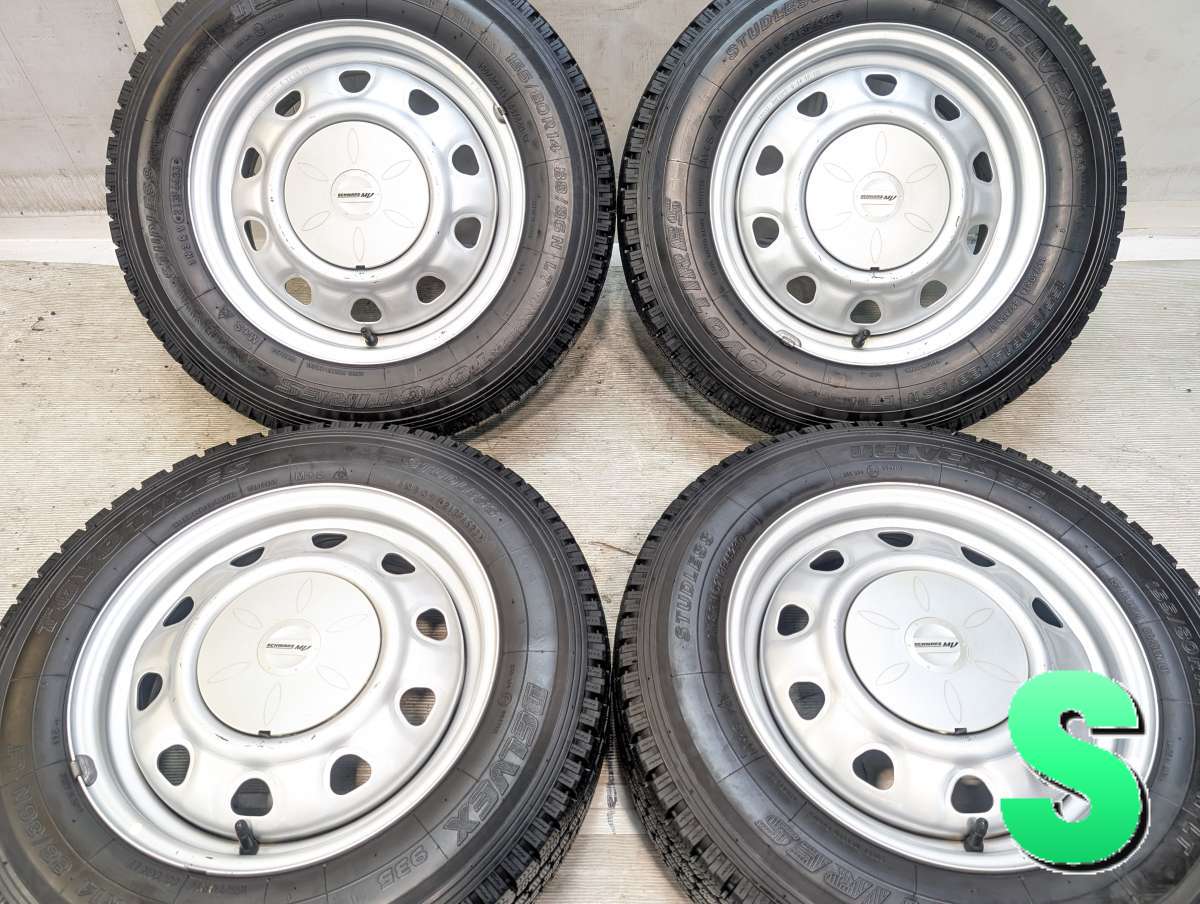 樂天商城 - 155/80R14 88/86 トーヨータイヤ デルベックス 935 　 TOPY V6A 14x5.0 38.5 100/114.3-4穴 中古タイヤ スタッドレスタイヤ ホイールセット 4本セット