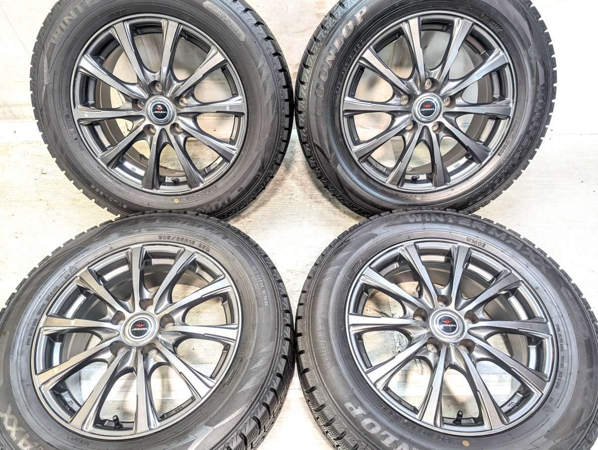 樂天商城 - 205/65R16 ダンロップ ウィンターマックス WM02 　 AIRNOVA 16x6.5 38 114.3-5穴 中古タイヤ スタッドレスタイヤ ホイールセット 4本セット
