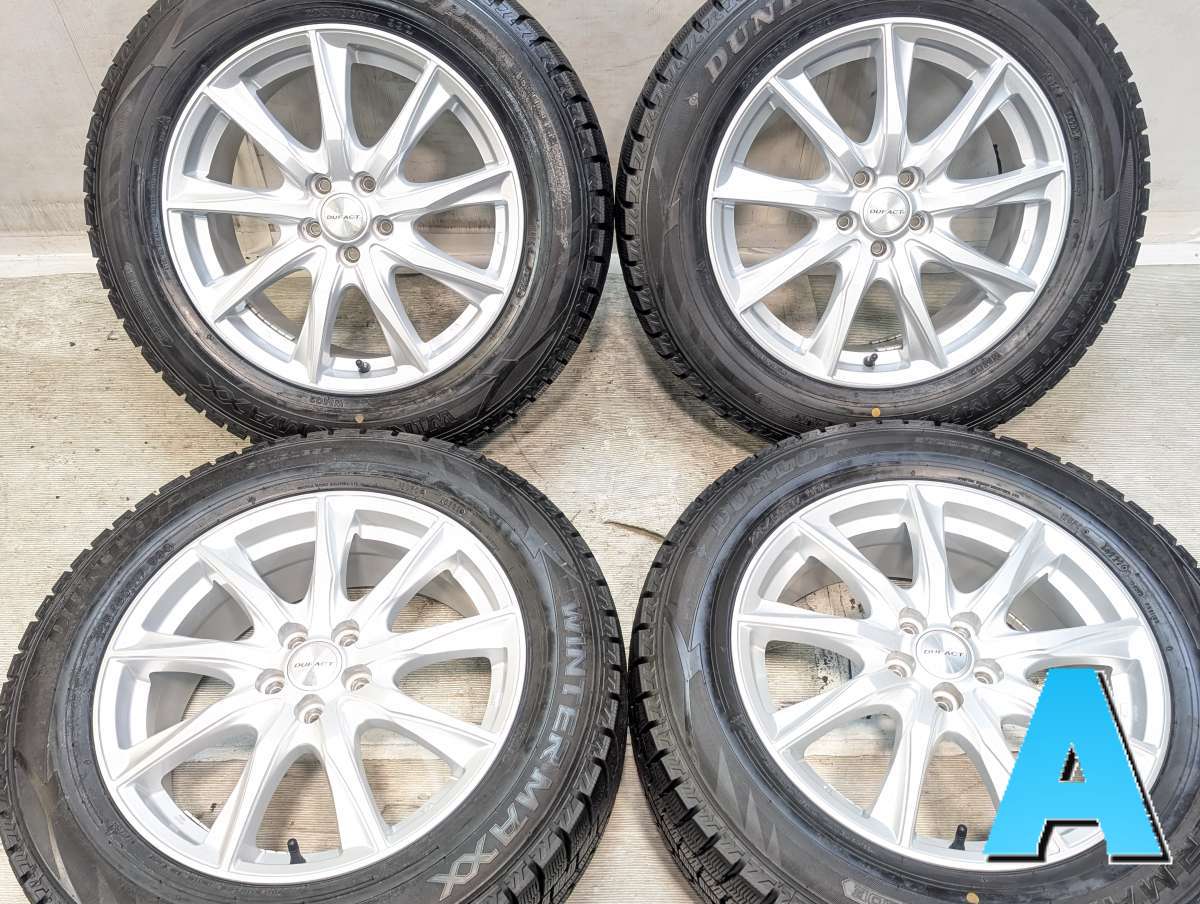225/60R17 ダンロップ ウィンターマックス WM02 ダンロップ DUFACT 17x7.0 55 100-5穴 中古タイヤ スタッドレスタイヤ ホイールセット 4本セット