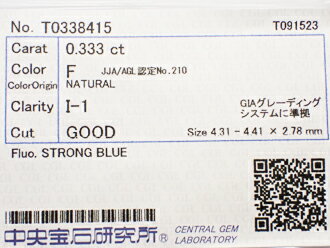 0.333ct F I1 GOOD ダイヤモンド ルース