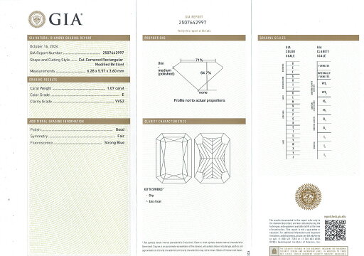 1.07ct E VVS2 ラディアントカット GIA ダイヤモンド ルース 1.07ct E VVS2 ラディアントカット GIA ダイヤモンド ルース