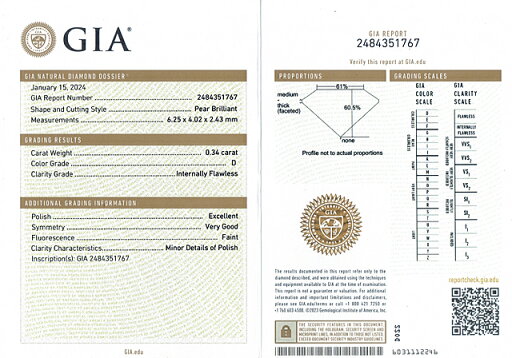 0.34ct D IF ペアシェイプ GIA ダイヤモンド ルース 0.34ct D IF ペアシェイプ GIA ダイヤモンド ルース