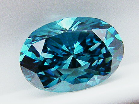 0．514ct　FANCY．DEEP．GREEN．BLUE (色処理)，VS1，オーバル　トリートブルーダイヤモンドルース