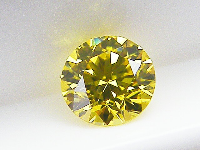 0．113ct　FANCY．VIVID．YELLOW，VS1，ラウンド　ビビッドイエローダイヤモンドルース