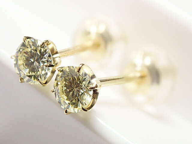 Rakuten - 0．117ct ＆ 0．115ct　 VERY　LIGHT　YELLOW　VVS2　GOOD　K18製　ダイヤモンド ピアス