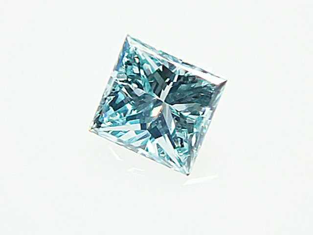 0．085ct　FANCY．INTENSE．GREEN．BLUE，VS1，プリンセス　インテンスグリーンブルーダイヤモンドルース