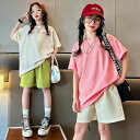 ゆ スポーツウェア 女の子 プリント パンツ 半袖 ジャージ ショートパンツ Tシャツ ナチュラル カジュアル 夏 夏服 セットアップ
