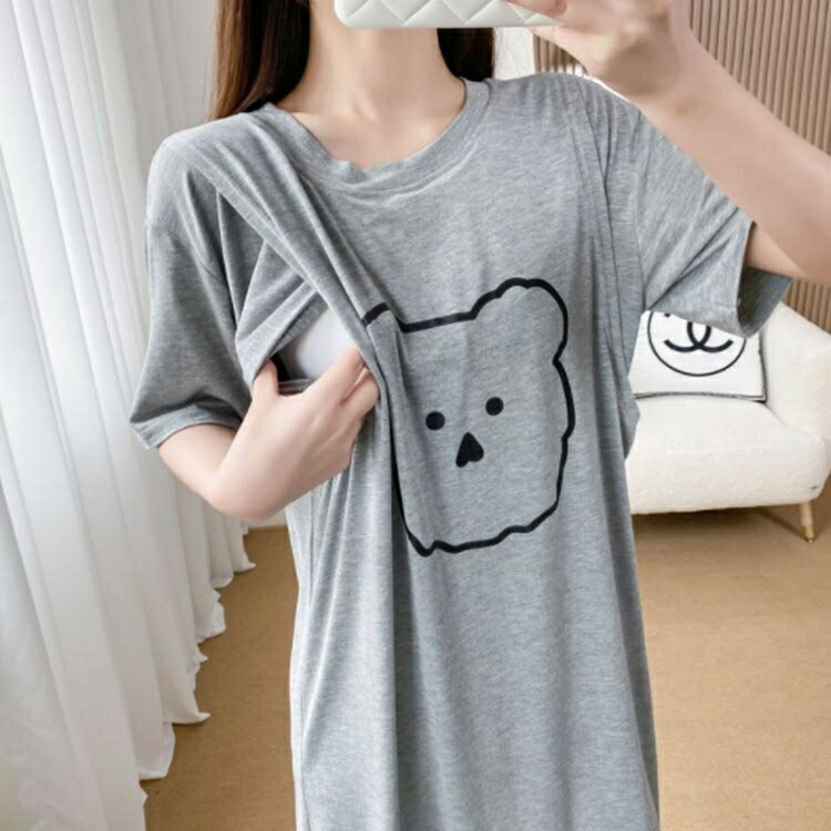 マタニティウ 半袖 夏 かわいい おしゃれ ロング丈 授乳口付き 体型カバー 授乳服 tシャツ 授乳口付き 大きいサイズ ワンピース