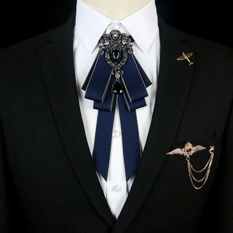 ブロー ユニフォーム 制服 ゴージャス イギリス 英国風 メンズ レディース ネクタイ リボン レトロ ラインストーン ビジュー付き
