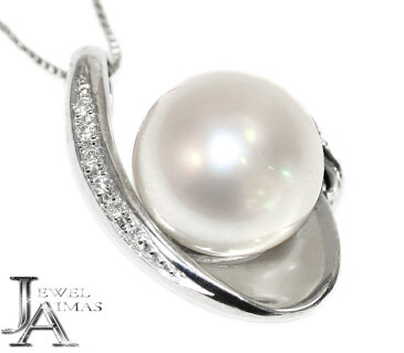 白蝶真珠 白蝶パール 南洋真珠 南洋パール 12.1mm ダイヤモンド 0.08ct 真珠ネックレス パールネックレス PT900/PT850 プラチナ<スライド式アジャスター付き>【中古】【ジュエリー】RZM.I
