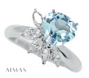 アクアマリン 1.255ct ダイヤモンド リング 12号 PT900 プラチナ 指輪 マロンシェイプ ペアシェイプカット マーキスカット リーフ ブーケ アシンメトリー 1ctアップ 3月誕生石 <鑑別書>【新品】【ジュエリー】【送料無料】RYR.KA