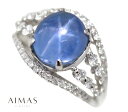 ミャンマー産ブルースターサファイア 7.26ct リング 13号 PT900 プラチナ ダイヤモンド 指輪 カボション 透かし装飾 非加熱サファイア ノーヒート/unheated 産地証明 大粒 9月誕生石 <AIGS鑑別書>【新品】【ジュエリー】【送料無料】RYL.KA