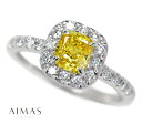 イエローダイヤモンド 0.425ct (FANCY VIVID YELLOW I-2) ダイヤモンド 0.3ct カラーダイヤモンド クッションカット スクエア ダイヤモンドリング ダイヤリング 6号 PT900 プラチナ 色石 金剛石【新品】【ジュエリー】RMJE.E