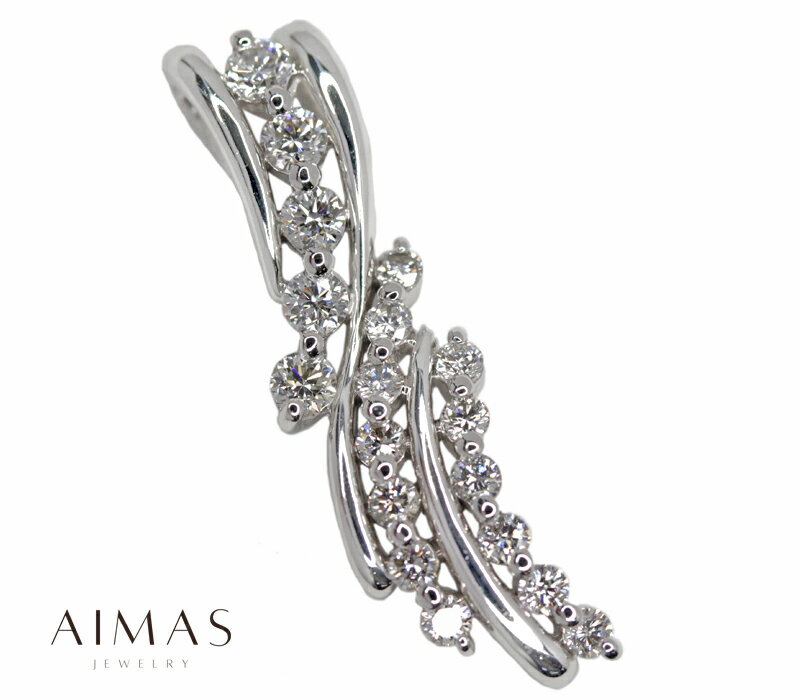 ダイヤモンド 1.01ct ペンダントトップ ペントップ K18WG ホワイトゴールド 18金 ウェーブ 透かし装飾 流線型 水流 せせらぎ 天の川 デザイン 金剛石 4月誕生石【新品】【ジュエリー】【送料無料】RYR.KA