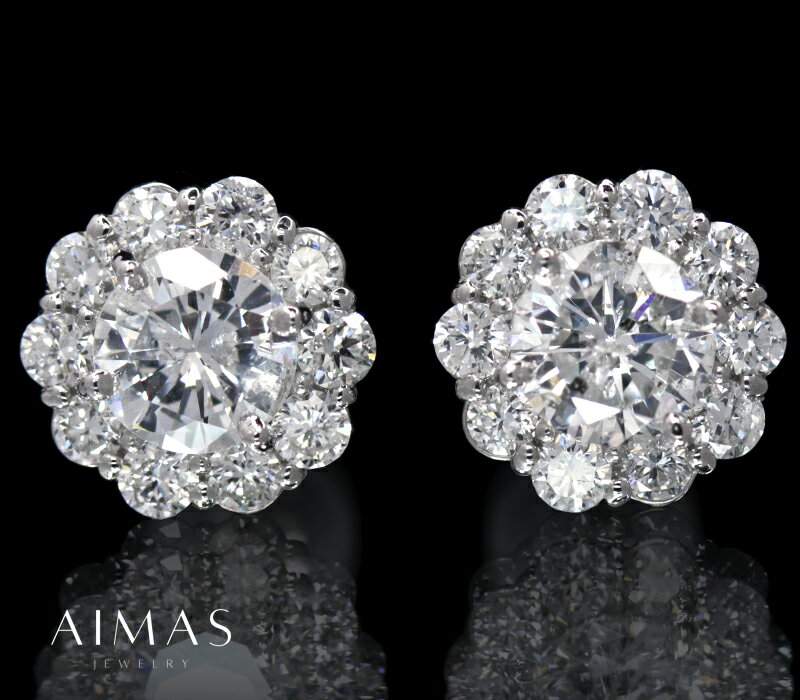 プラチナ 【セール】メインダイヤモンド 0.553ct (F I-1 GOOD)/0.456ct(E I-1 FAIR) ピアス PT900 プラチナ ラウンドカット ブリリアントカット 取り巻き ヘイローデザイン 4月誕生石＜中央宝石ソーティング＞ 金剛石【新品】【ジュエリー】【送料無料】RYM.A