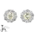 イエローダイヤモンド 0.427ct/0.351ct(計0.778ct) (VERY LIGHT YELLOW I-1 GOOD)(LIGHT YELLOW SI-1 GOOD) メレダイヤモンド 0.32ct/0.32ct(計0.64ct) マイクロパヴェ イヤスタッズ ピアス PT900 プラチナ ＜中央宝石ソーティング＞【新品】【ジュエリー】RZZ.MI