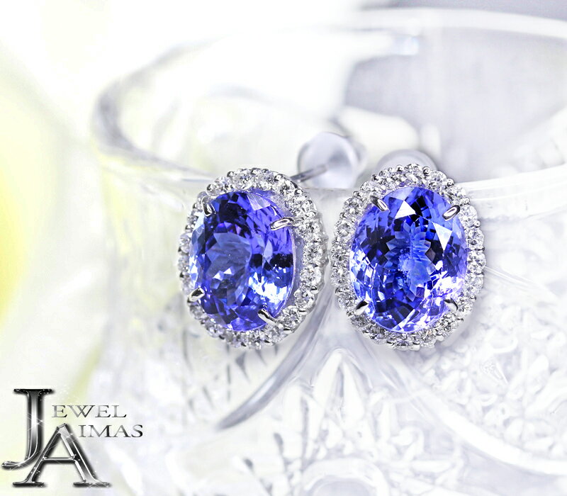 タンザナイト 2.88ct/2.93ct(計：5.81ct) ダイヤモンド ピアス PT900 プラチナ オーバル 楕円 ダイヤ取り巻き ブルーゾイサイト 2ctアップ 12月誕生石【新品】【ジュエリー】【送料無料】RZL.T/JMのサムネイル