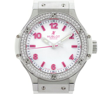 値下げ!【HUBLOT】ウブロ ビッグバン FIFA ウィメンズ ワールドカップ2011 ウィナーズ 361.SE.2090.RW.1104.NAS11 世界100本限定 純正ダイヤモンド ダイヤベゼル 白 文字盤 SS ステンレス スチール 純正ラバーベルト レディース クォーツ ピンクダイアル【中古】【腕時計】