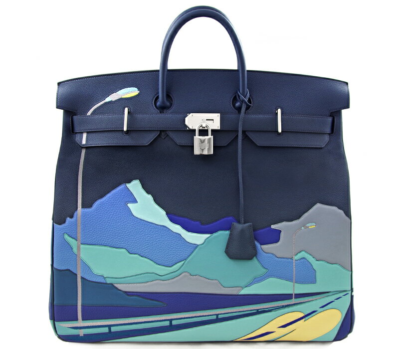 【HERMES】エルメス オータクロア 50 エンドレスロード 2018年新作 50cm ハンド トート バッグ ブル−ドプリュス マルチカラー BLEU DE PRUSSE(7P) MULTICOLORE(00) 青 シルバー 金具 トゴ×スイフト【新品未使用】