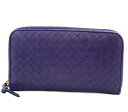 【BOTTEGA VENETA】ボッテガ ヴェネタ イントレチャート ラウンド ファスナー ジップアラウンド 長財布 114076 イントレラウンド 紫 パープ...
