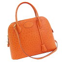 【美品】【HERMES】エルメス ボリード 31 オーストリッチ 2WAY ハンド ショルダー バッグ オレンジ ポティロン ゴールド 金具【中古】【送料無料】