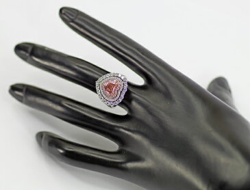 新品【ジュエリー】FANCY INTENSE PINK　天然ピンクダイヤモンド　ハートシェイプ　1.218ct　ダイヤモンド　0.12ct　1.11ct　リング　PT900/K18YG　ファンシーインテンスピンクダイヤ【中古】