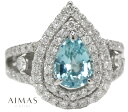 グランディディエライト 1.7ct リング 12号 PT900 プラチナ ダイヤモンド 指輪 ペアシェイプ ティアドロップ 二重取り巻き ヘイローデザイン グランディディエライトリング 希少石 レアストーン【新品】【ジュエリー】【送料無料】RZJE.K(4)