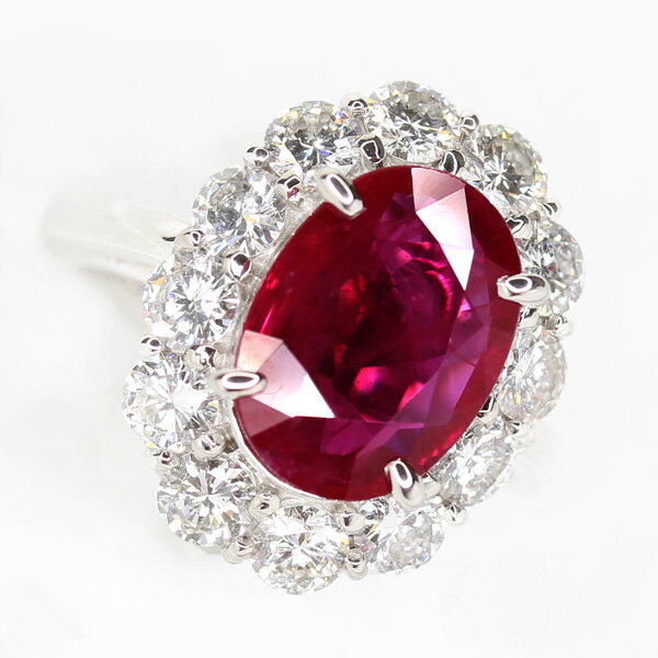 ルビー 5.04ct リング 13号 PT900 プラチナ 指輪 ダイヤモンド 大きい 目立つ 5ct...