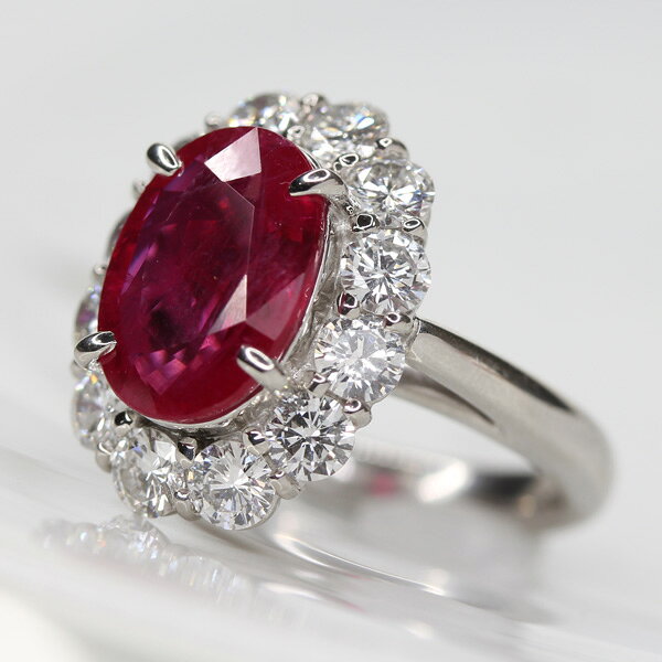 ルビー 5.04ct リング 13号 PT900 プラチナ 指輪 ダイヤモンド 大きい 目立つ 5ct...