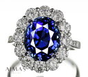 非加熱ブルーサファイア 5.6ct リング 12.5号 PT900 プラチナ ダイヤモンド 指輪 オーバル ヘイロー ダイヤ取り巻き ブルーサファイアリング 非...